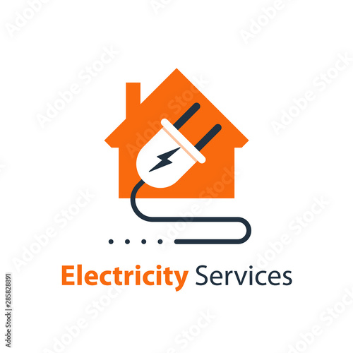 Electricity repair and maintenance services, house and plug with wire