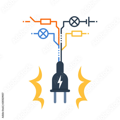 Electricity circuit, repair and maintenance, plug with electrical scheme