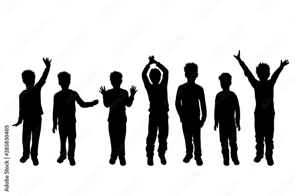 Vector silhouette of children´s friends on white background. Symbol of child, boy,siblings,brother,free,funny,set. Vector silhouette of children´s friends on white background. Symbol of child, boy,siblings,brother,free,funny,set.