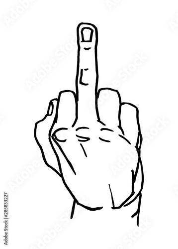 Male hand showing middle finger. Sign fuck you.