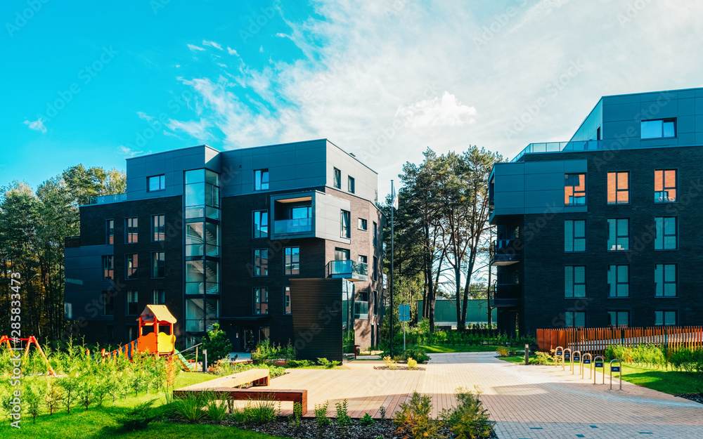 Europe Children playground at complex of residential buildings