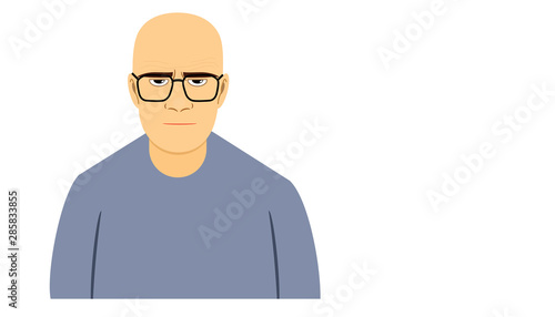 Portrait of the bald man with glasses