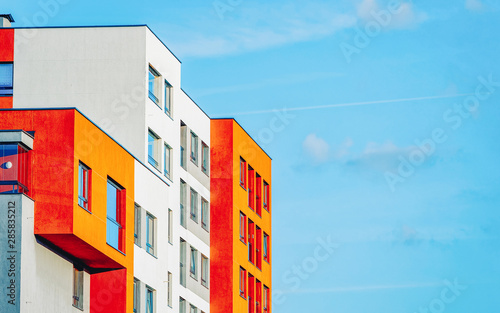 EU Apartment residential house building complex real estate copy space