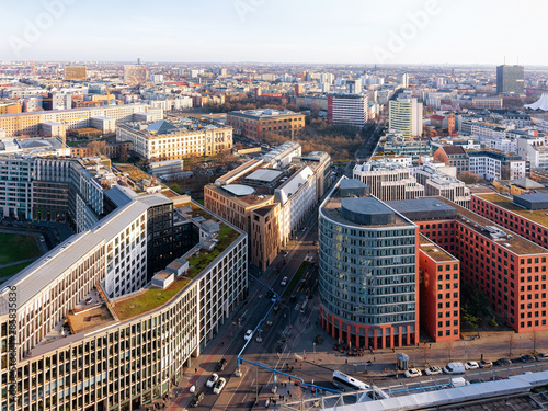 Aerial view and modern apartment residential building architecture Potsdamer Platz
