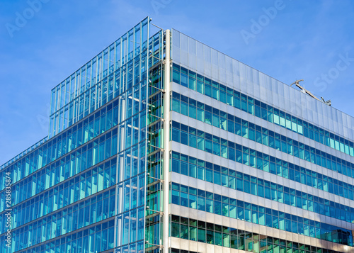 Modern Blue glass apartment house and business architecture Berlin