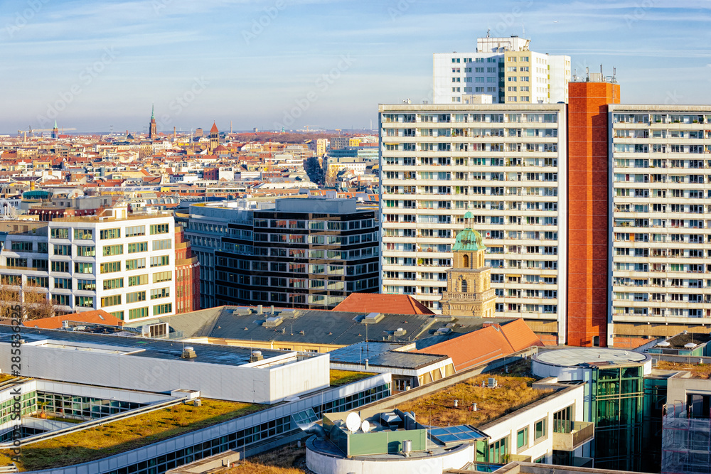 Aerial view of cityscape in City centre downtown in Berlin