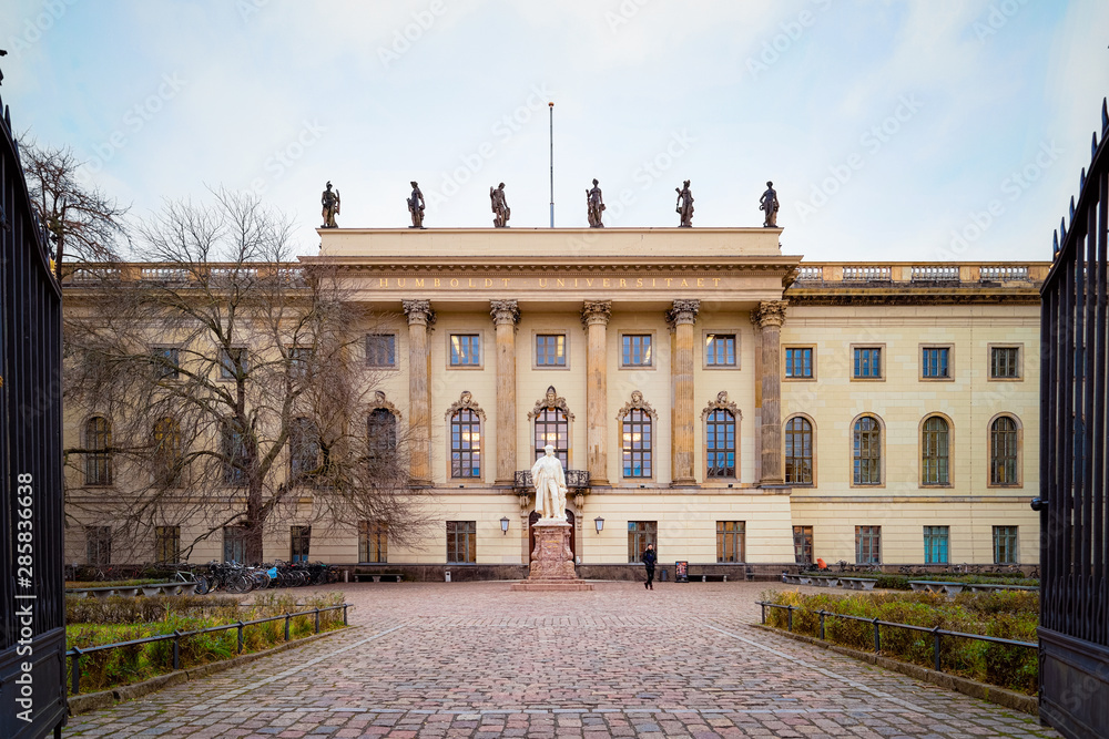 Obraz premium People at Humboldt University and Street in German Mitte Berlin