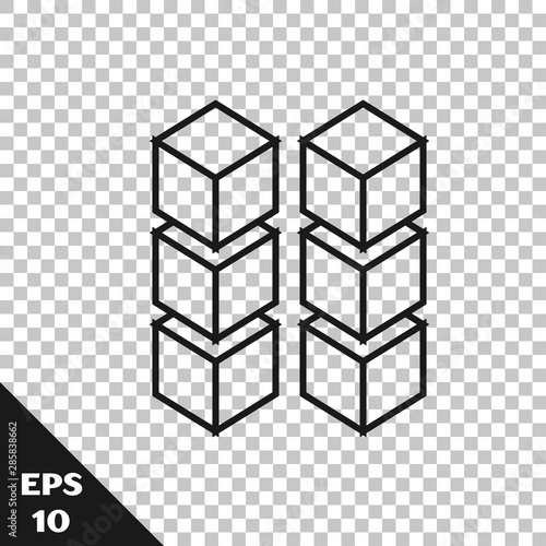 Black line Blockchain technology icon isolated on transparent background. Cryptocurrency data. Abstract geometric block chain network technology business. Vector Illustration
