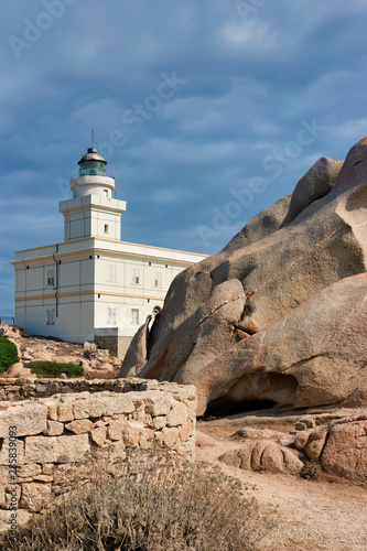 Lighthouse in Capo Testa in Santa Teresa Gallura province photo