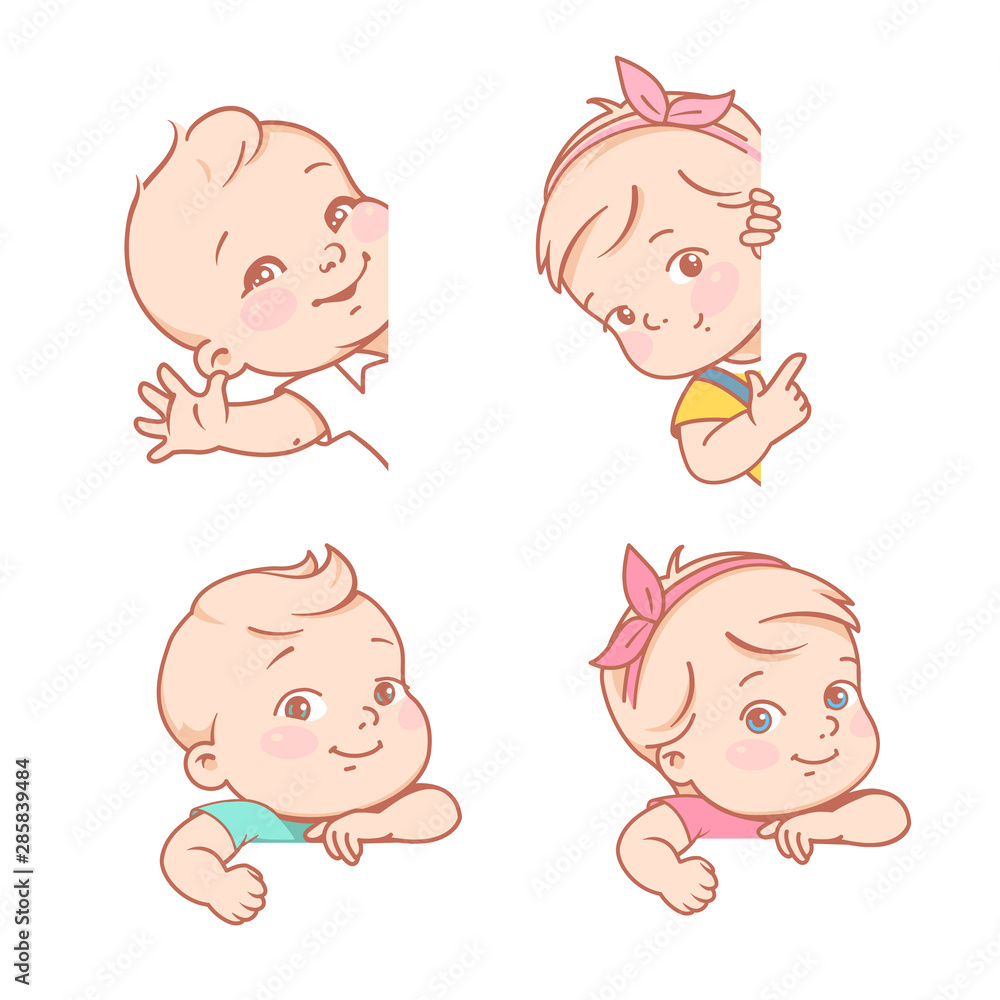 Baby girl and boy sitting on white background. Baby girl and boy sitting on white background.