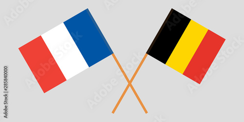 Belgium and France. Crossed  Belgian and  French flags