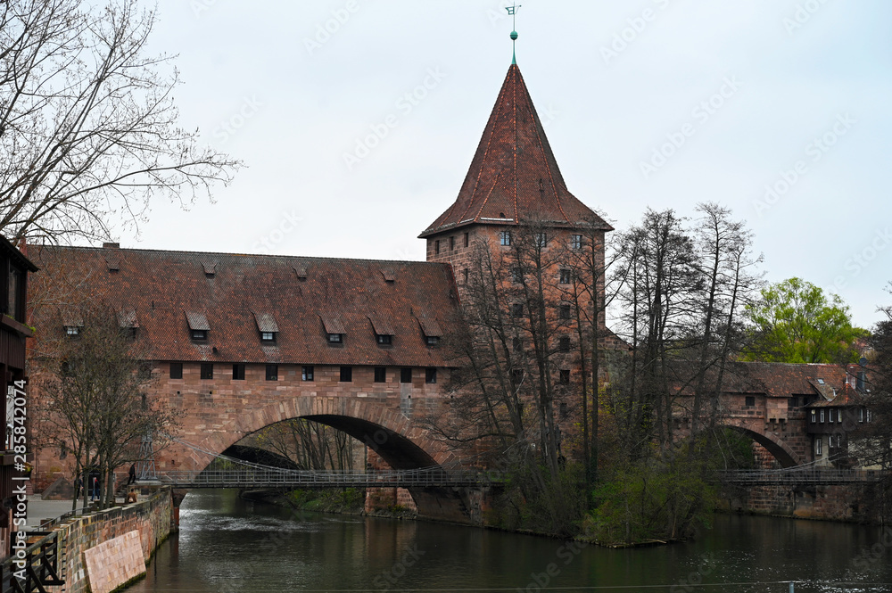 medieval castle on a river in Nuremberg, Germany