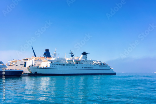 Cruise ship at Old city of Split on Adriatic Coast photo