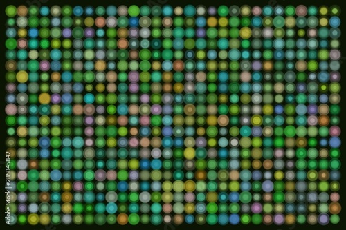 Green-Themed Grid with Descending Stacked Circles