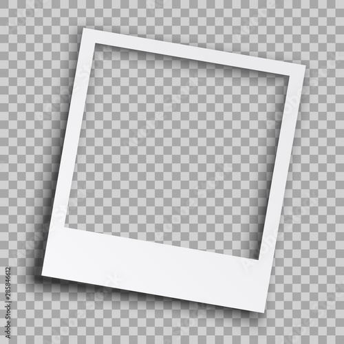 Empty white photo frame with shadows - vector