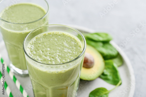 Green smoothie with spinach and avocado