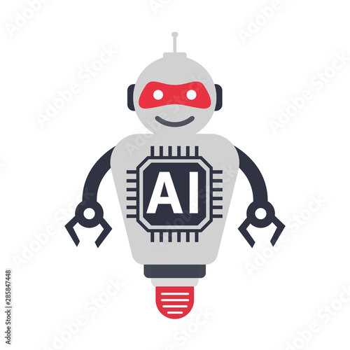 AI Artificial intelligence technology cartoon robot – stock vector
