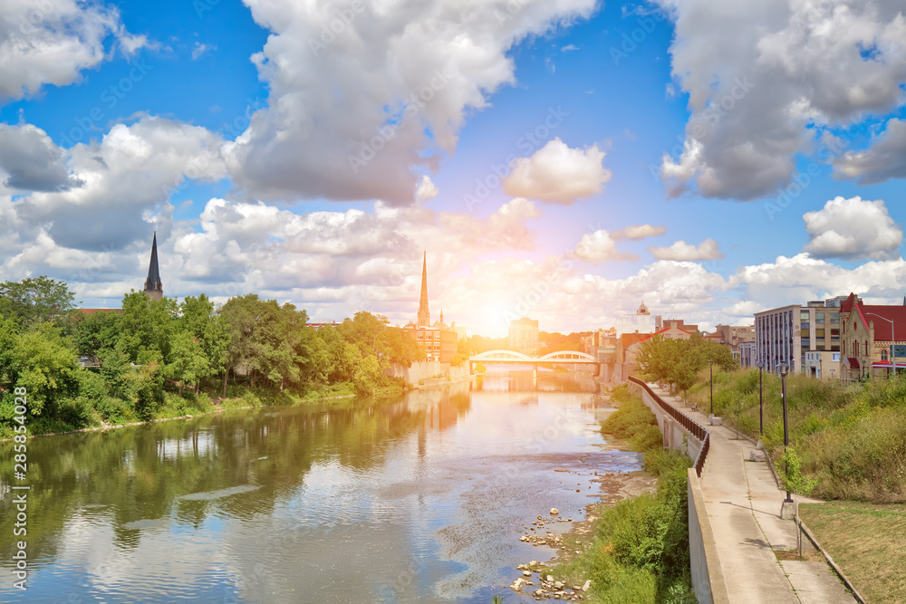 Fototapeta Historic city center of Cambridge, Waterloo, Canada