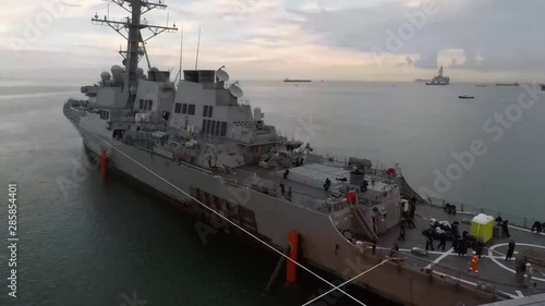 Timelapse video showing the Arleigh Burke-class destroyer USS John S McCain (DDG 56) being moved in preparation for on load to the heavy lift vessel MV Treasure, 2017 photo