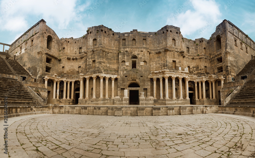panoramic view of the Bosra Amphitheater