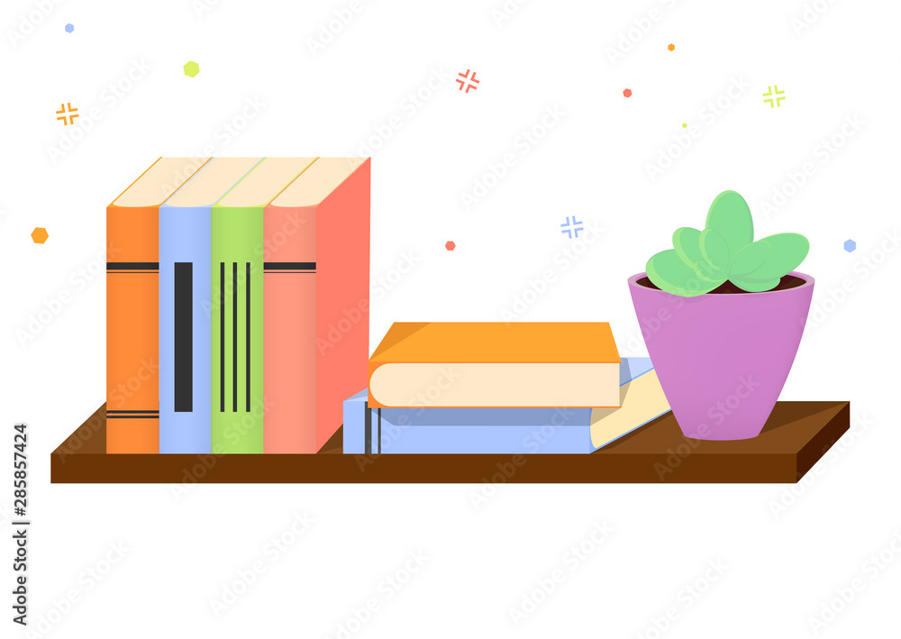 Bookshelf icon design template, isolated object, vector illustration