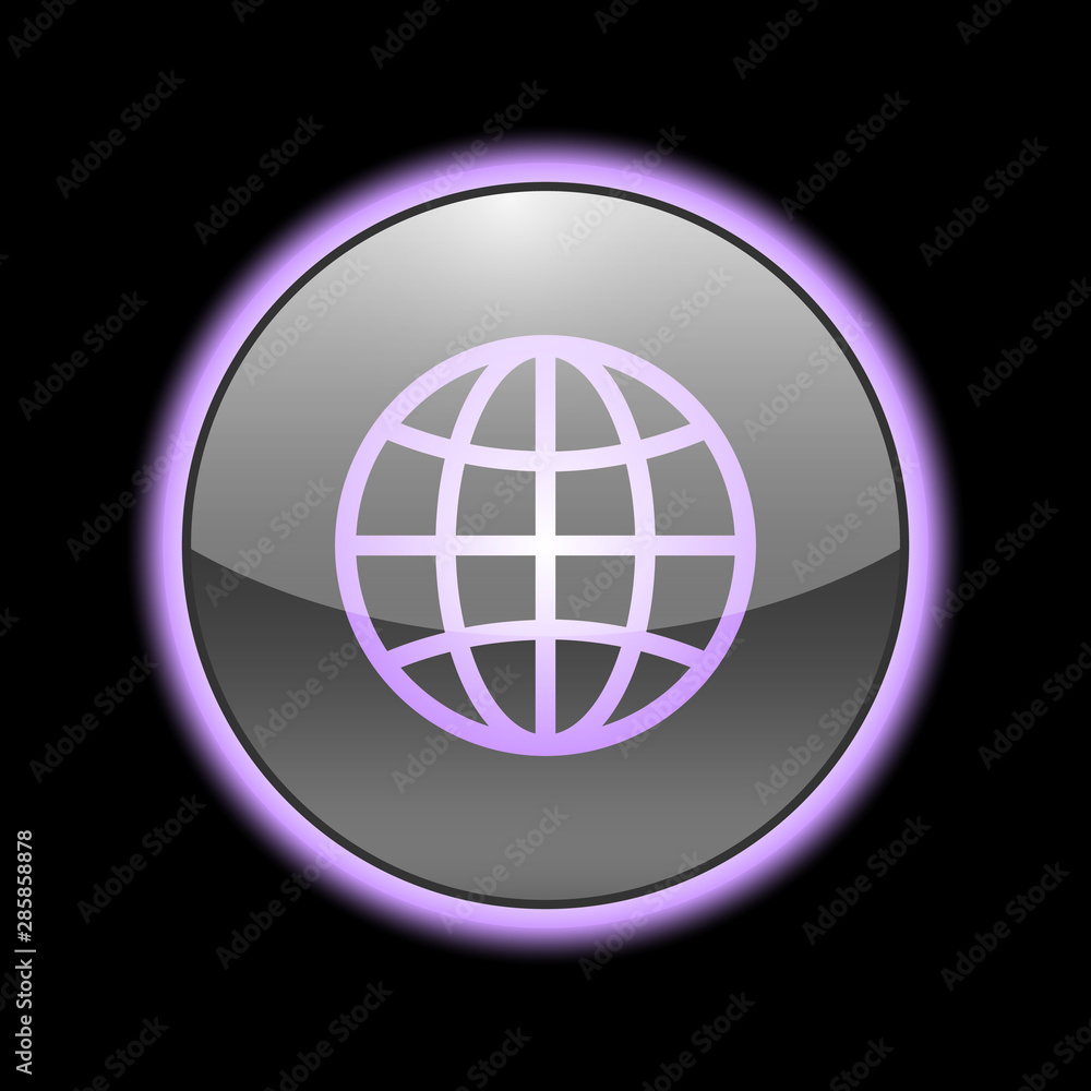 Globe neon icon vector design. Globe glass icon Globe neon icon vector design. Globe glass icon