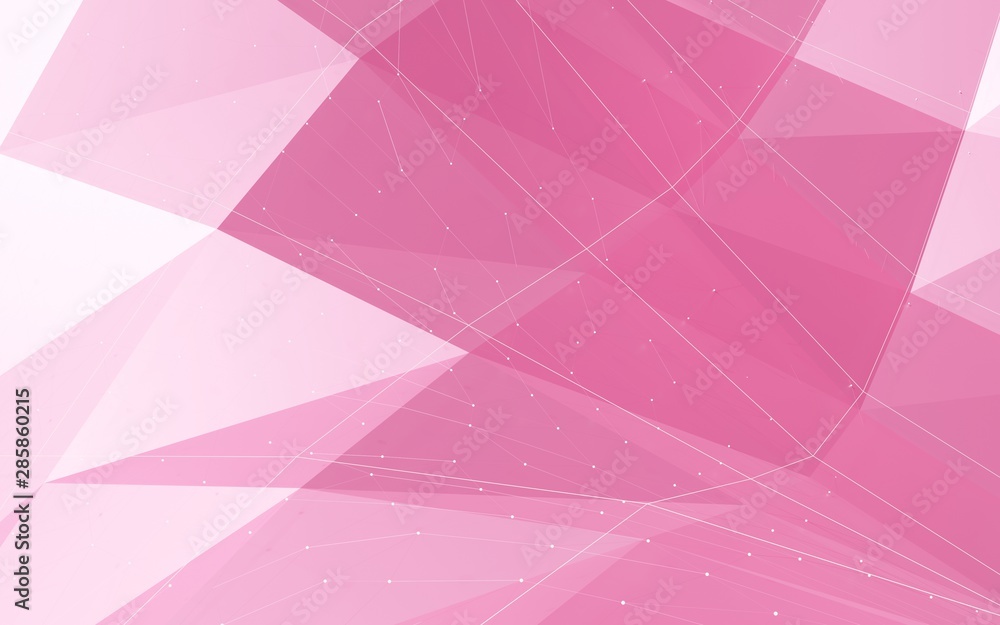 Fototapeta premium Pink and white abstract geometric rumpled triangular low poly 3d rendering