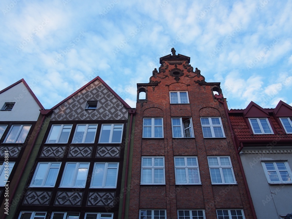 Gabled houses in Gdansk Poland, May 2018