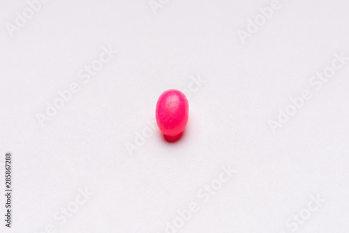 colorful jelly beans candies white background Top view