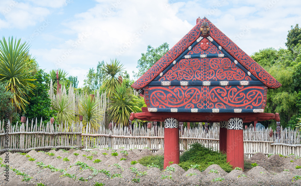 Naklejka premium Te Parapara the traditional Maori garden in Hamilton gardens an iconic garden in Hamilton, New Zealand.