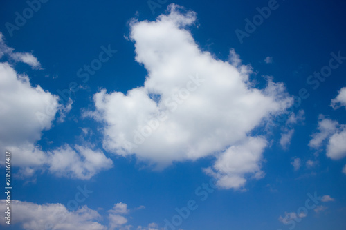 Blue sky with heart shape cloud background