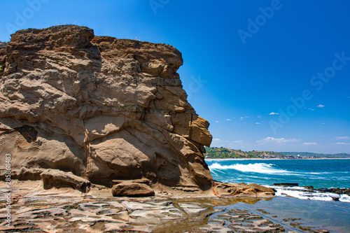 Ecuador. The Village Of Montanita. The Landscape Of Ecuador. Unusual nature. Pacific ocean. Rocky coast. Travelling to Ecuador. Galapagos. Picturesque rock. Coastline. photo