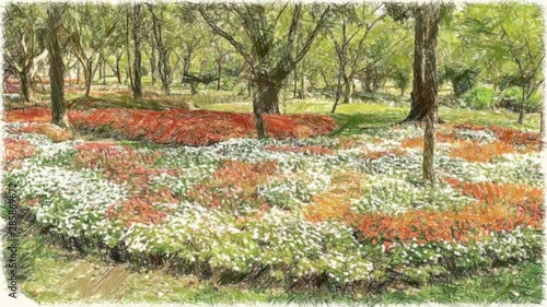 Wallpaper Mural art drawing color of landscape background Torontodigital.ca