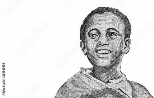 Young Ethiopian. portrait from Ethiopia 1 Birr 2003 Banknotes. Ethiopia money. Closeup Collection. photo