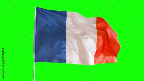 Wallpaper Mural Flag of France waving on the flagpole with green screen background. Shot in 4k resolution Torontodigital.ca