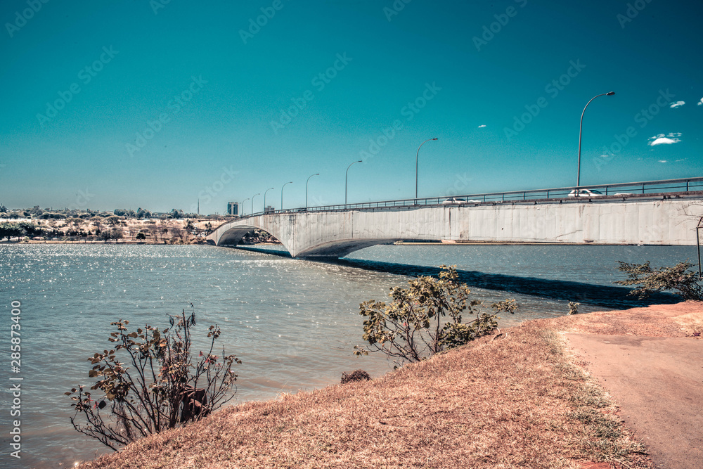 A beautiful view of Costa Silva Bridge in Brasilia, Brazil A beautiful view of Costa Silva Bridge in Brasilia, Brazil