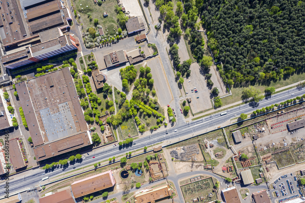 Fototapeta premium aerial drone bird's eye view of city industrial area