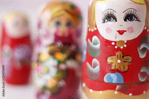A beautiful view of Russian Matryoshka dolls in a colorful background