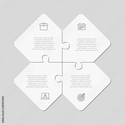 Four jigsaw puzzle square diagram info graphic