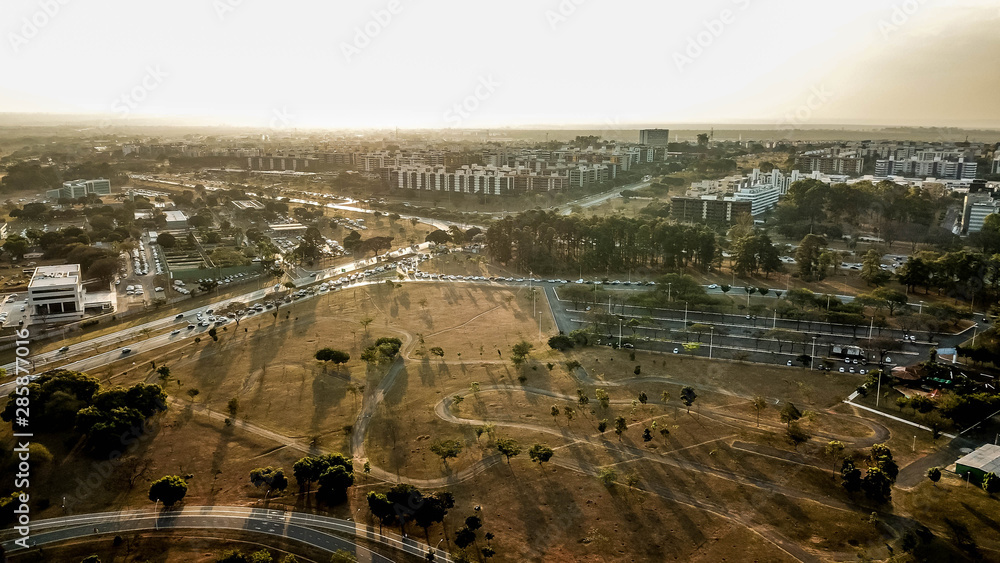 A beautiful aerial view of Brasilia city park in Brasilia, Brazil