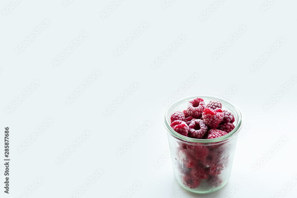 Frozen Raspberries in a Glass Frozen Raspberries in a Glass
