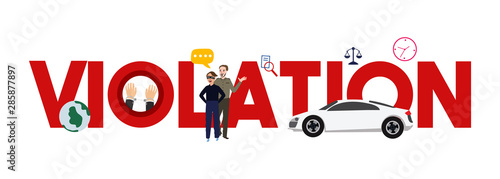 Violation illegal theft crime legal case. traffic car verdict.