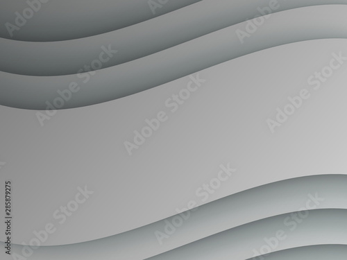 Modern paper art cartoon abstract gray and white water waves. Realistic trendy craft style. Origami design template
