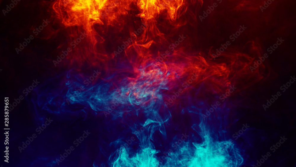 Abstract art colored smoke  on black isolated background