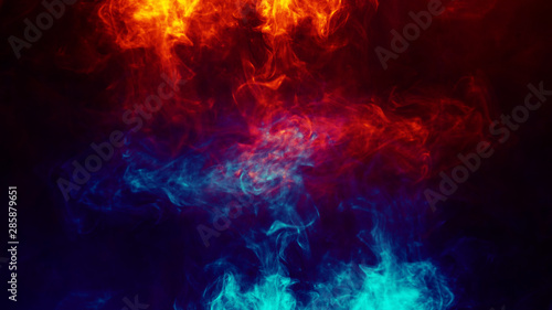 Abstract art colored smoke on black isolated background