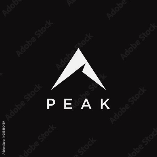Fotografia, Obraz Abstract mountain peak logo icon vector template on black background