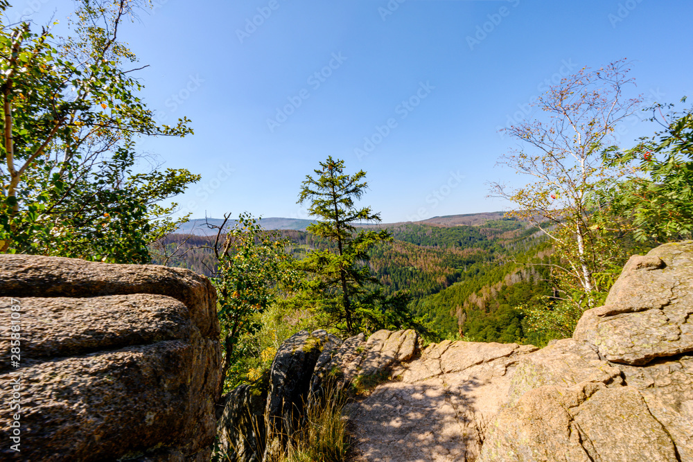 Blick in den Harz vom Ilsestein im Nationalpark