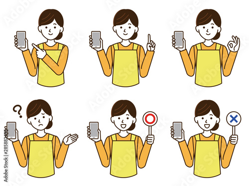 主婦　スマートフォン シンプルイラスト セット