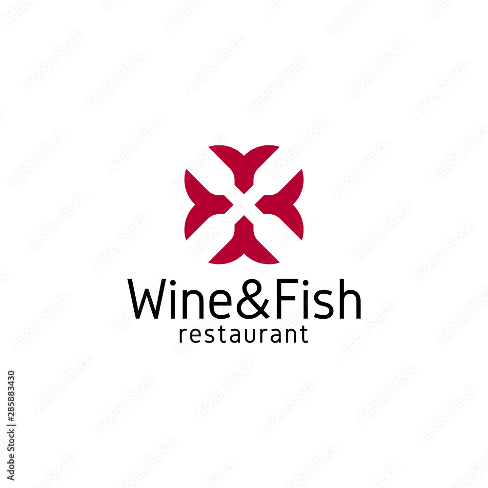 Wine and Fish logo idea for a restaurant, cafe or wine shop Wine and Fish logo idea for a restaurant, cafe or wine shop