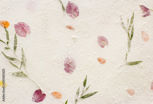 mulberry paper with red flowers texture background